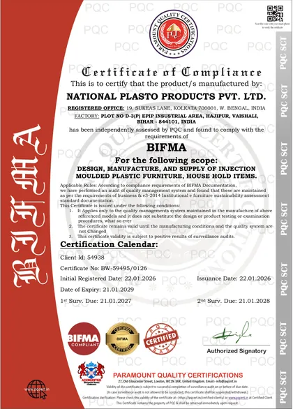 BIFMA certificate, Hajipur plant