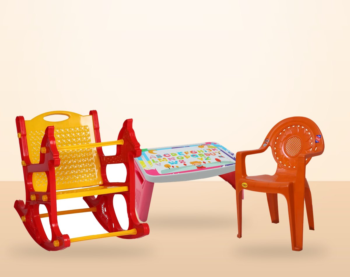 NEXT Rocker baby chair, Kidjee Jr study table and Bonny kids chair